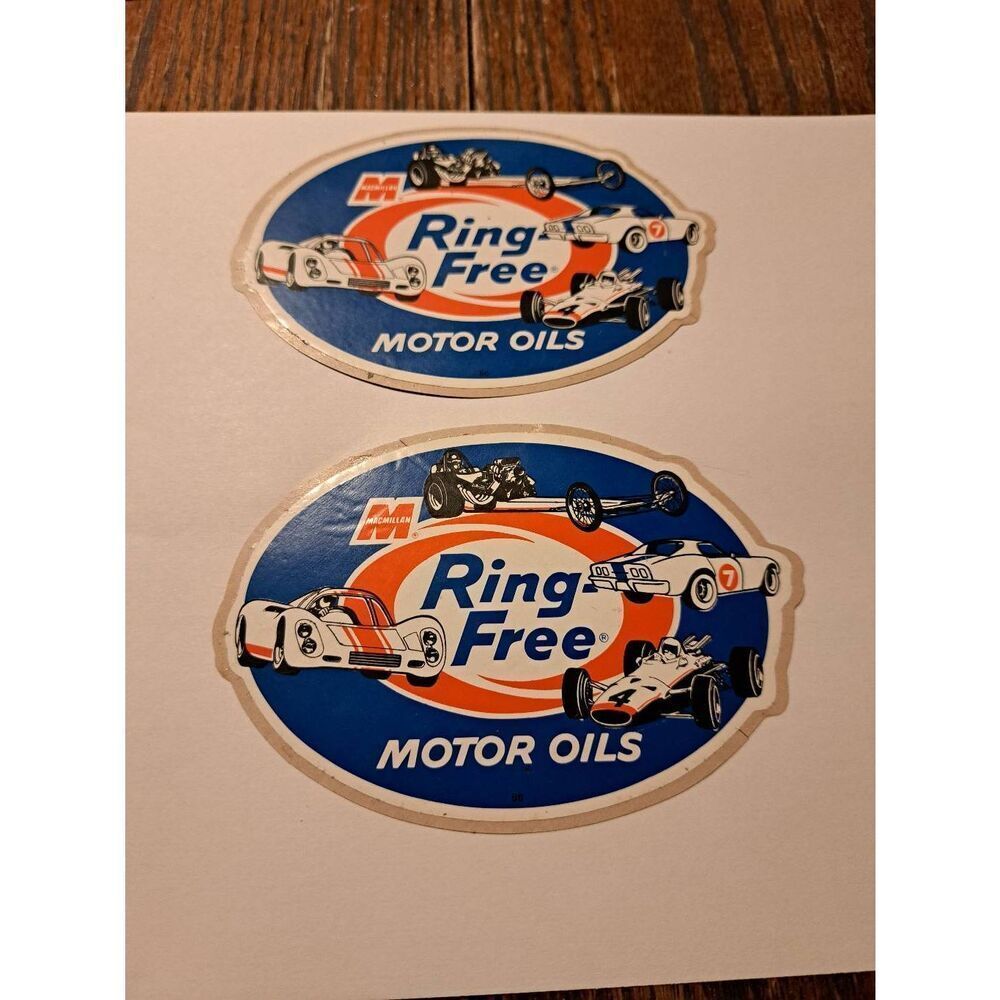 Vintage Original 60s 70s Macmillan Ring Free Motor Oils Rat Rod Decals Stickers